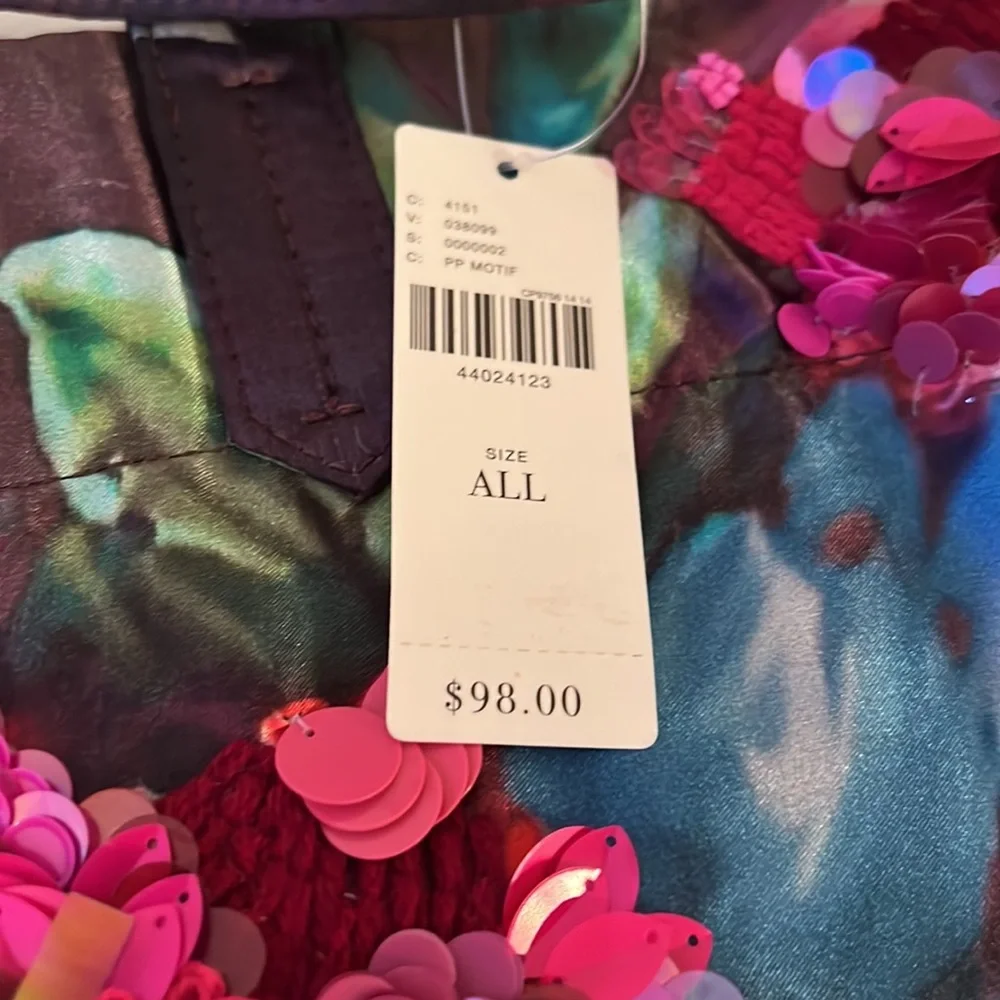 NWT ANTHROPOLOGIE Satin Beaded Tote - Picture 5 of 9